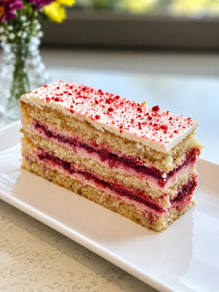Italian layer cake with raspberry filling.