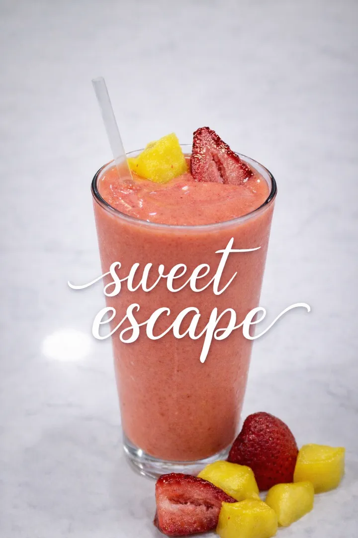 Sweet Escape smoothie with strawberries and pineapple.